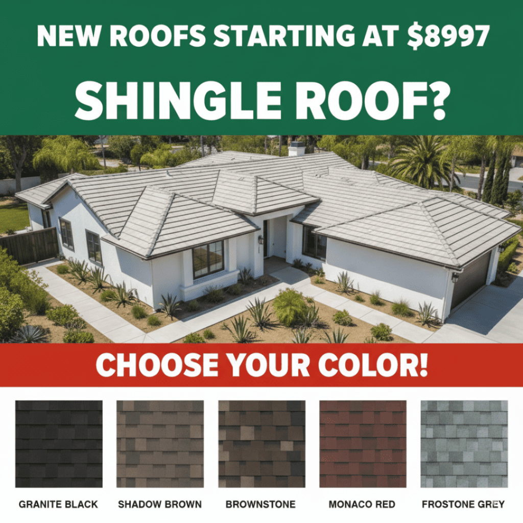 New roofs starting at $8997 - Shingle Roof?